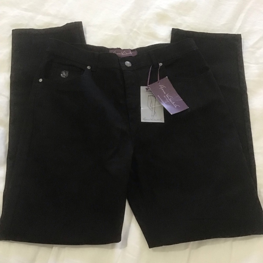Gloria Vanderbilt Amanda Straight Leg Classic Rise Black Jean w/Sparkles NWT, 12